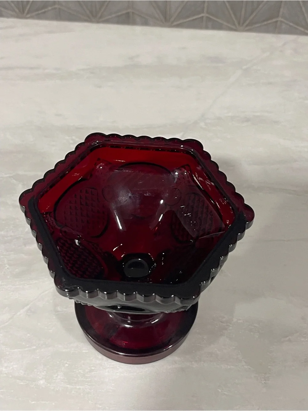 Avon Vintage Cape Cod Ruby Red Collection Candle Holder or Candy Dish